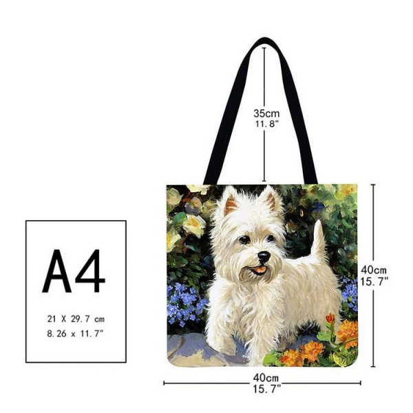 Linen Tote Bag -  Westie Dog