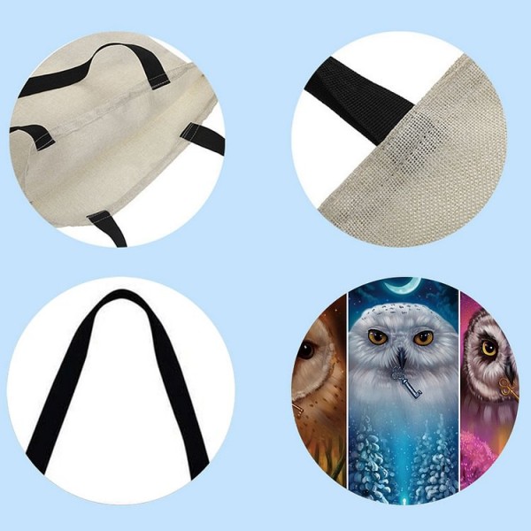 Linen Tote Bag - Owls