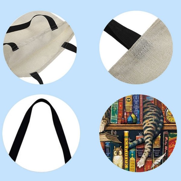 Linen Tote Bag - Oil Painting Cat