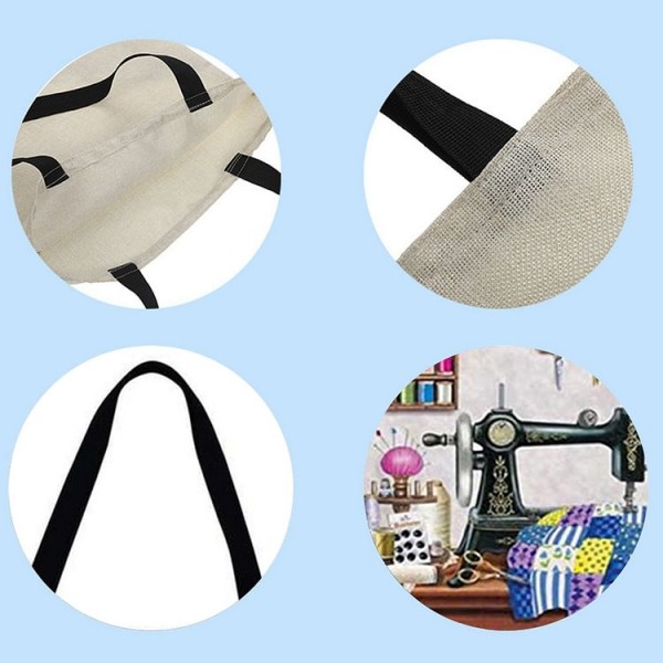 Linen Tote Bag - Vintage sewing machine
