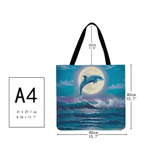 Linen Tote Bag -  dolphin