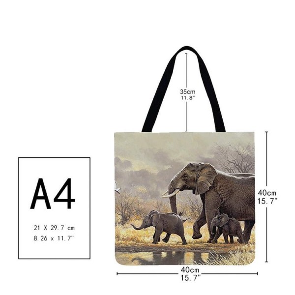 Linen Tote Bag -  Elephant
