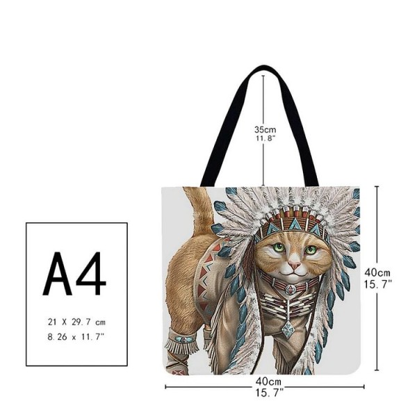 Linen Tote Bag -  cat