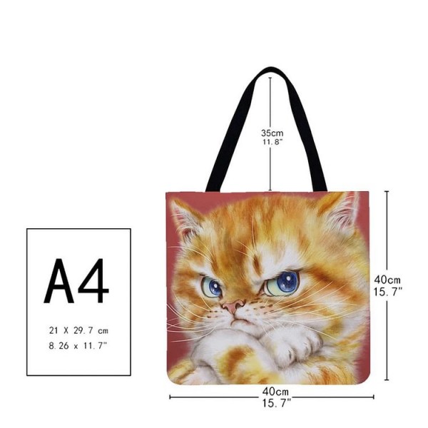 Linen Tote Bag -  cat