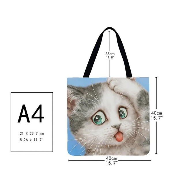 Linen Tote Bag -  cat