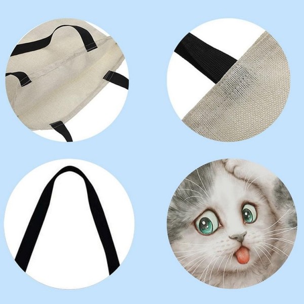 Linen Tote Bag -  cat