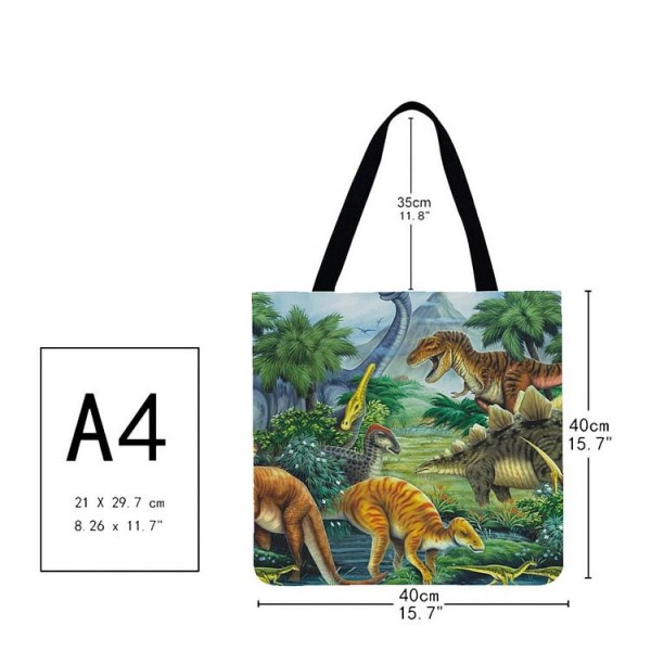Linen Tote Bag -  Dinosaur
