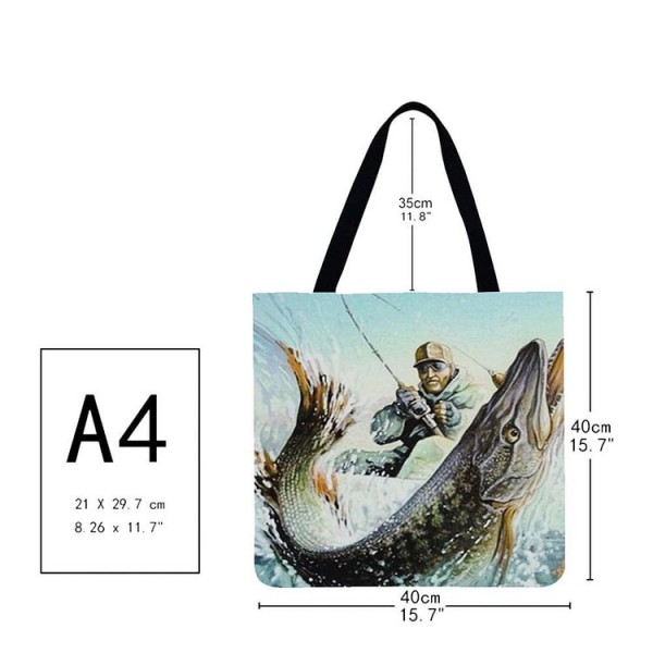 Linen Tote Bag -  fishing
