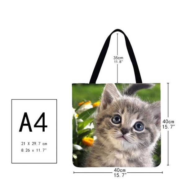 Linen Tote Bag -  cat