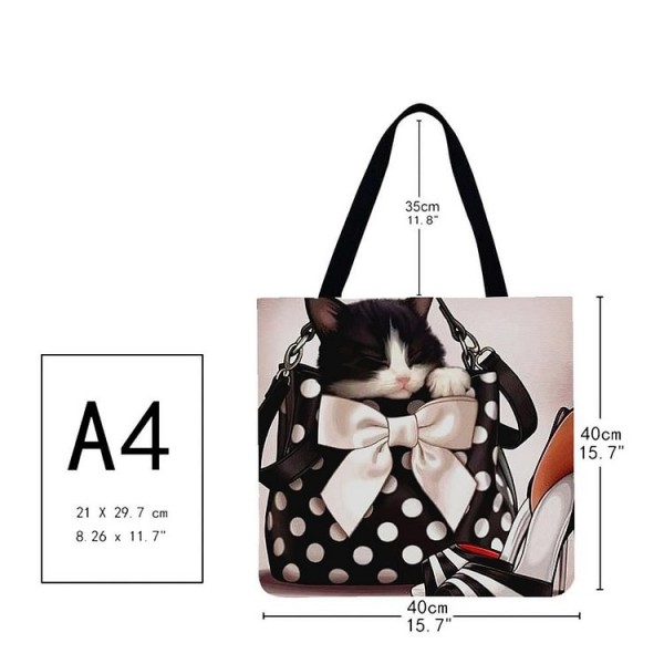 Linen Tote Bag -  cat
