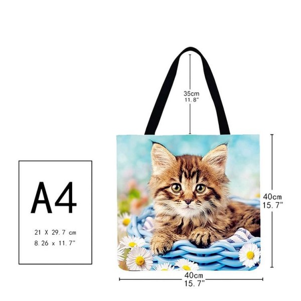 Linen Tote Bag -  cat