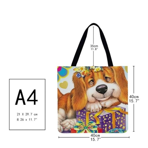 Linen Tote Bag -  dog