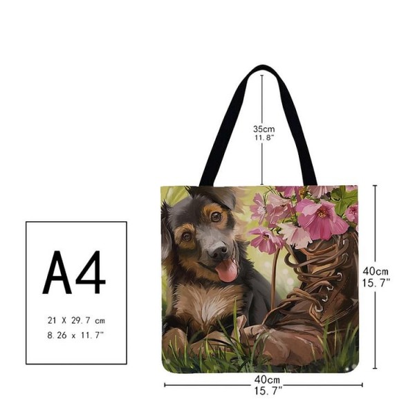 Linen Tote Bag -  Australian Shepherd on the grass