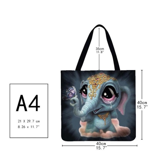 Linen Tote Bag -  cartoon animals