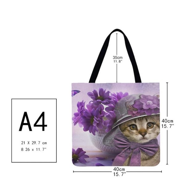 Linen Tote Bag -  cat