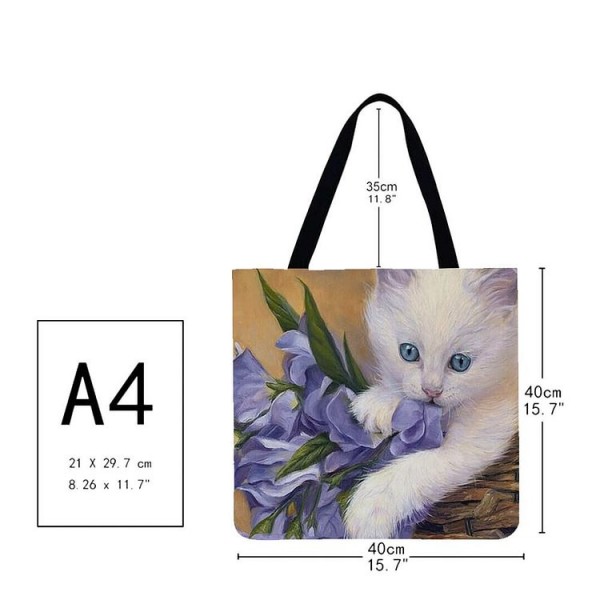 Linen Tote Bag -  cat