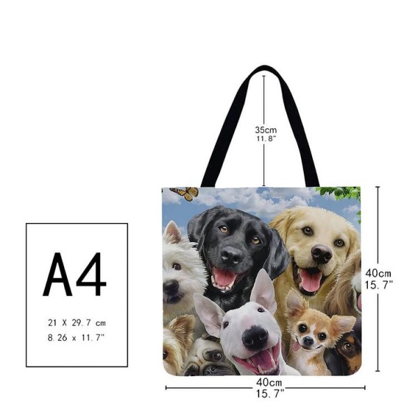 Linen Tote Bag -  Different breeds of dogs