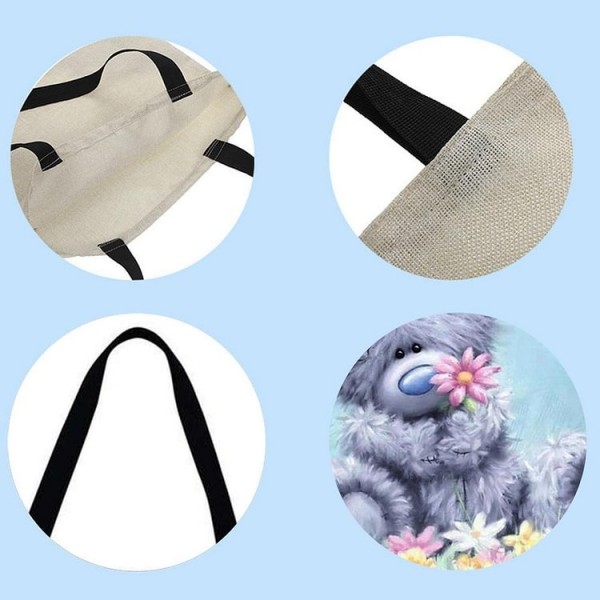 Linen Tote Bag -  cartoon bear