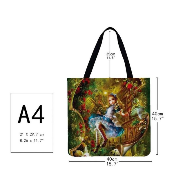 Linen Tote Bag -  Alice in Wonderland