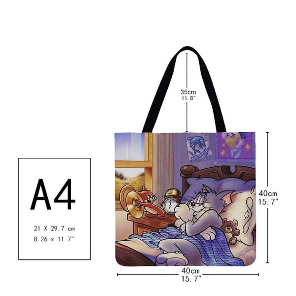 Linen Tote Bag -  cat and mouse