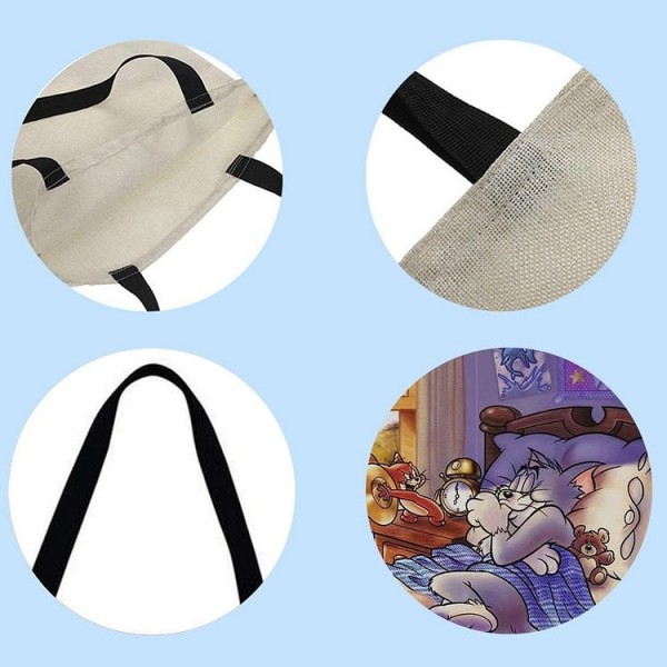 Linen Tote Bag -  cat and mouse