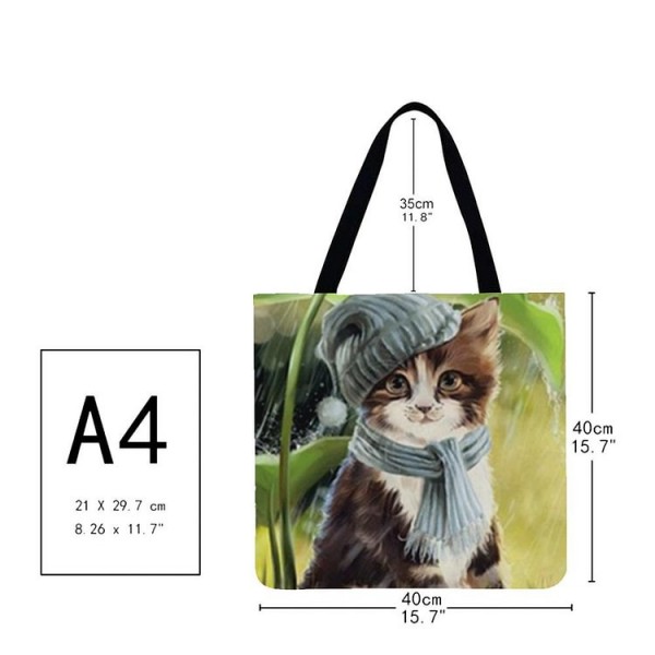 Linen Tote Bag -  cat