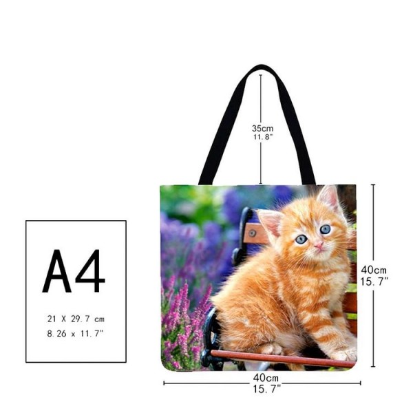 Linen Tote Bag -  cat
