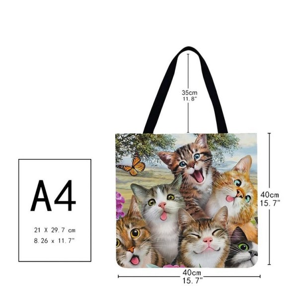 Linen Tote Bag -  cat