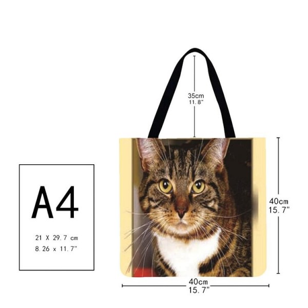 Linen Tote Bag -  cat