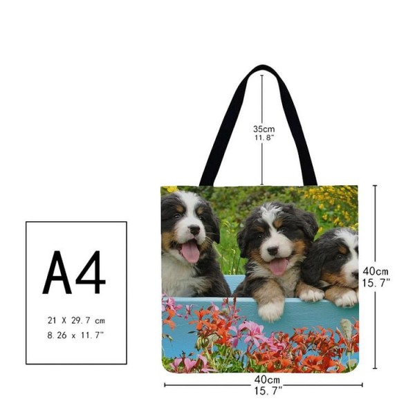 Linen Tote Bag -  dog