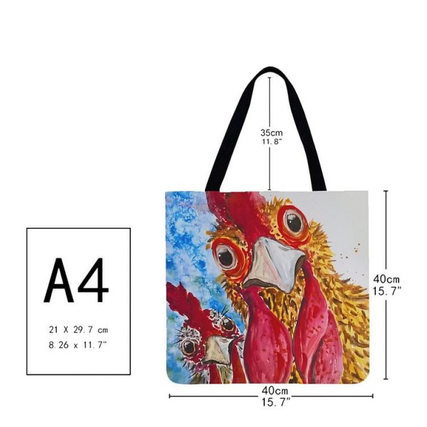 Linen Tote Bag -  chicken