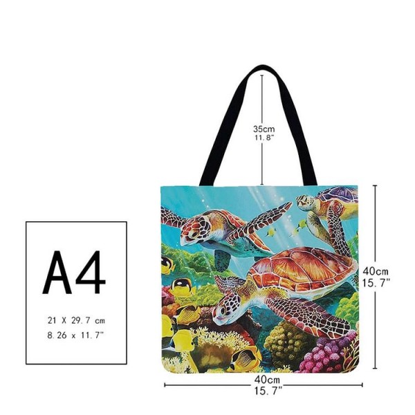 Linen Tote Bag -  sea ​​turtle