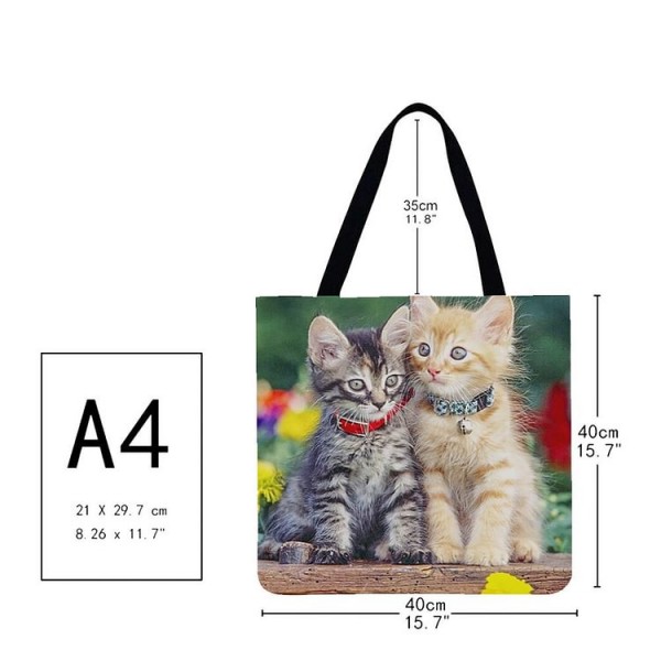 Linen Tote Bag -  cat