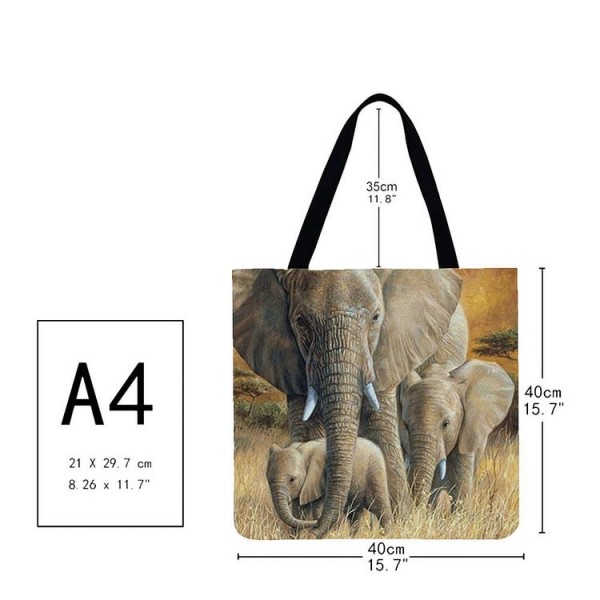 Linen Tote Bag -  Elephant