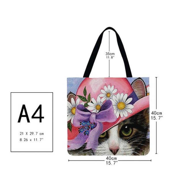 Linen Tote Bag -  cat