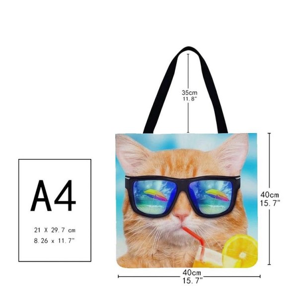 Linen Tote Bag -  cat