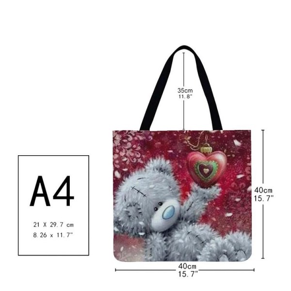 Linen Tote Bag -  cartoon bear