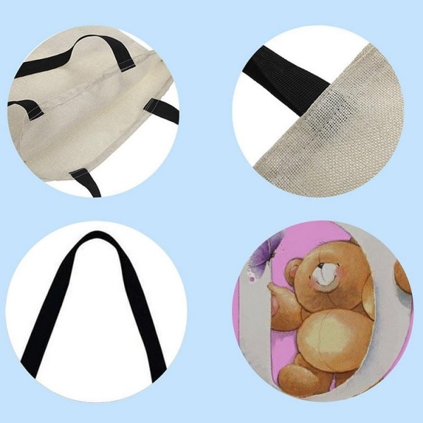 Linen Tote Bag -  alphabet bear