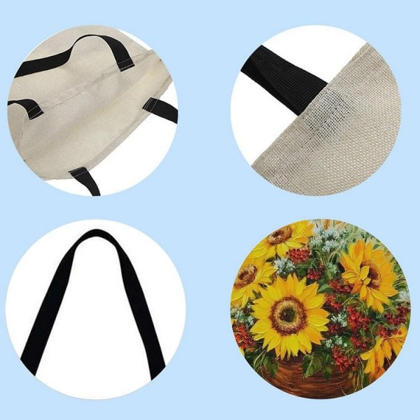 Linen Tote Bag -  flower basket