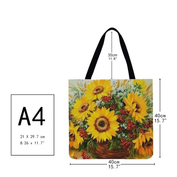 Linen Tote Bag -  flower basket