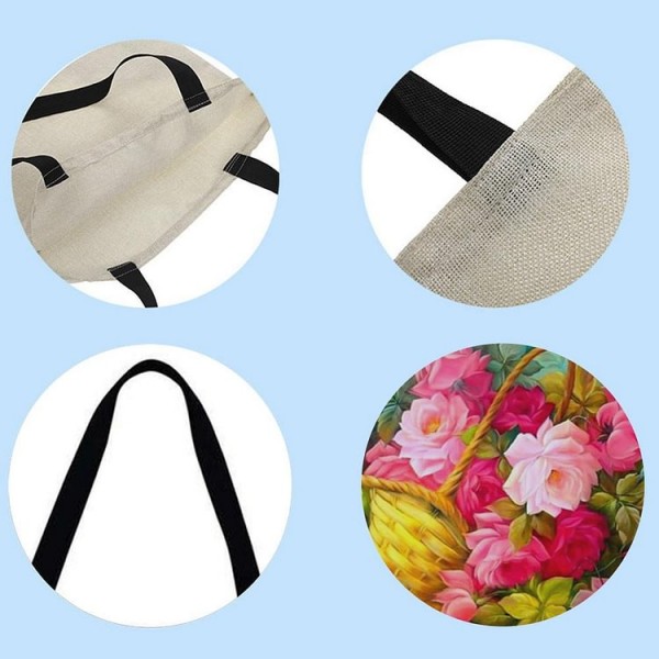 Linen Tote Bag -  flower basket