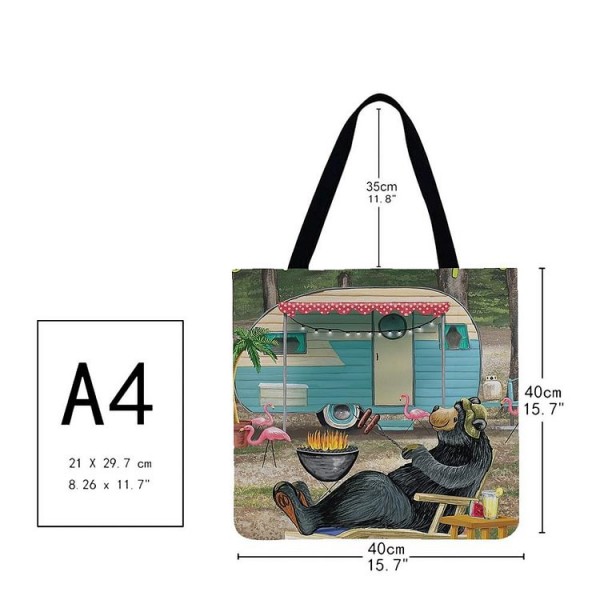 Linen Tote Bag -  camping