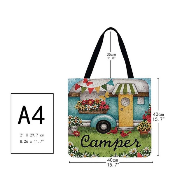 Linen Tote Bag -  camping