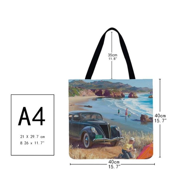 Linen Tote Bag -  car