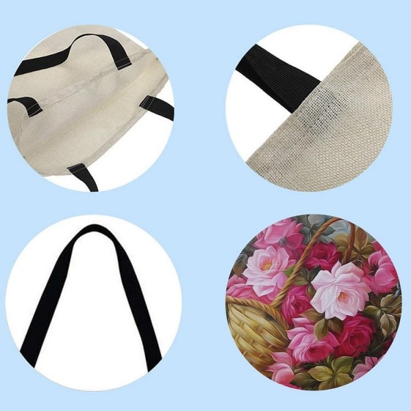 Linen Tote Bag -  flower basket