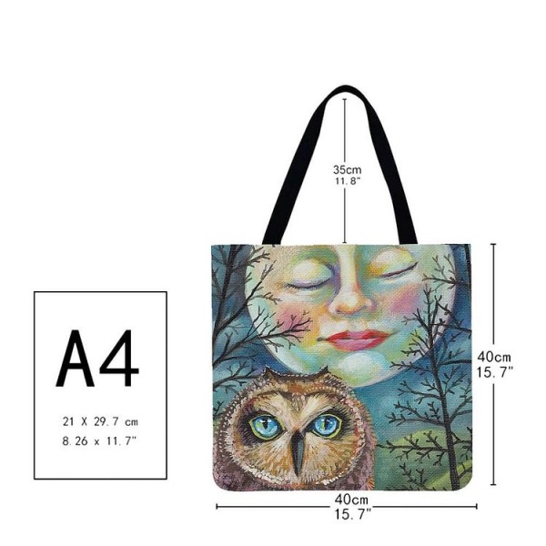 Linen Tote Bag -  owl
