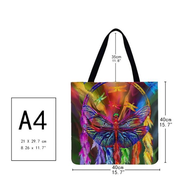 Linen Tote Bag -  dragonfly