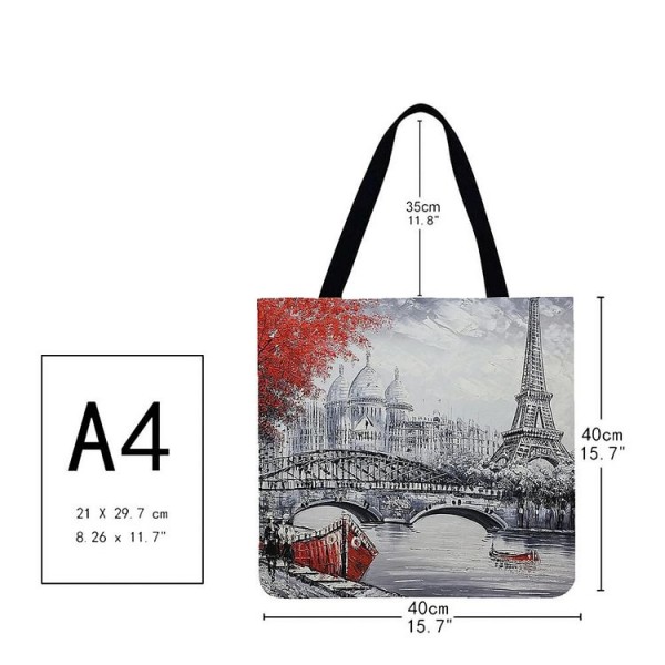 Linen Tote Bag -  Eiffel Tower
