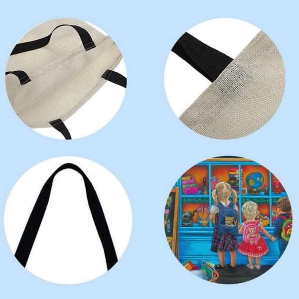 Linen Tote Bag -  back to school season