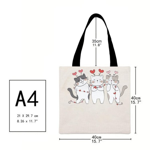 Cats love heart valentine's day - Linen Tote Bag